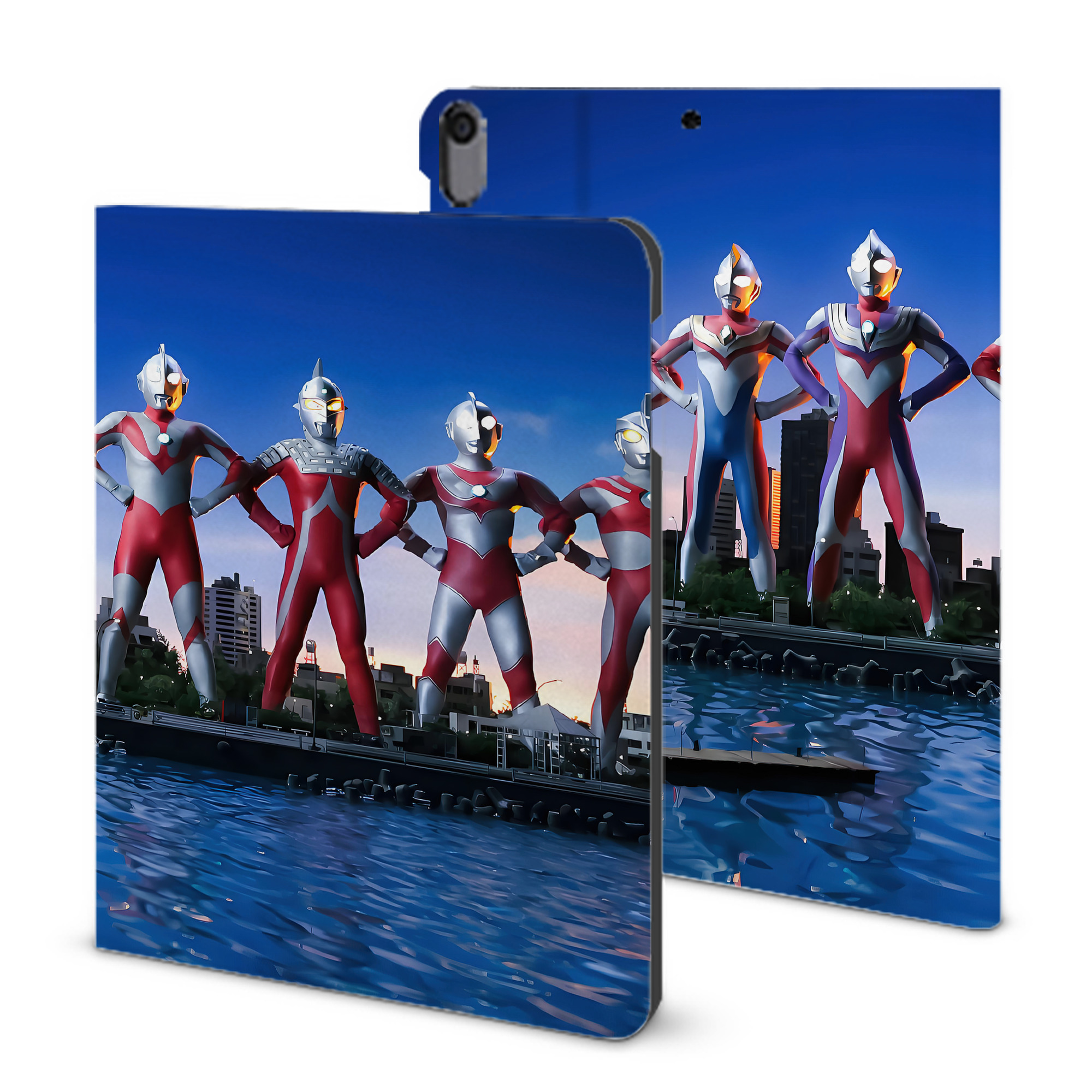 （画像用） ウルトラマン Ultraman IPad ケース ブック型 PUレザー TPU 耐衝撃 軽量 薄型 ペン収納なし 全面保護 IPad 各モデル対応